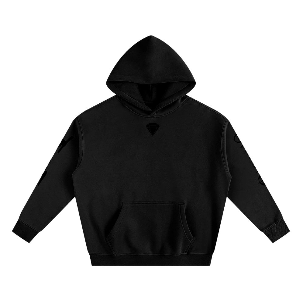 Oversize Fleeced Hoodie Black - Front View