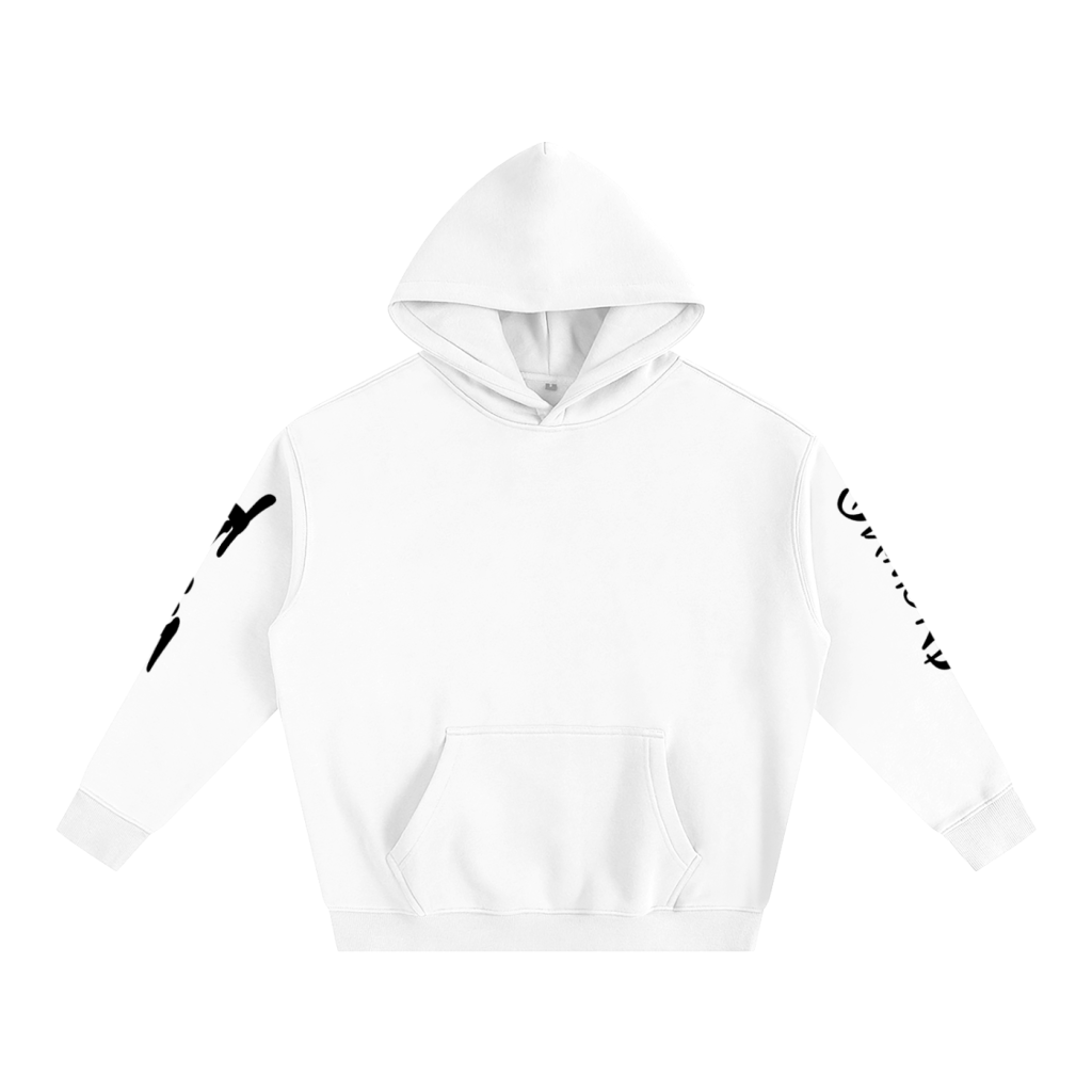 Oversize Fleeced Hoodie White - Front View